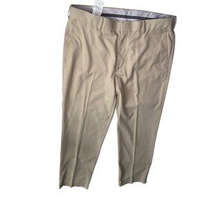 PGA Tour Mens Beige Flat-Front Golf Pants 36x32 Polyester/Spandex Blend 57i